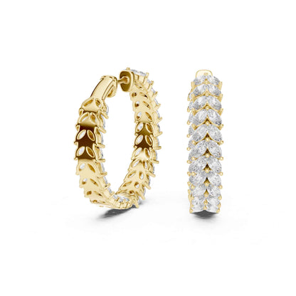 Marquise Cluster Lab Grown Diamond Hoop & Huggie Earrings