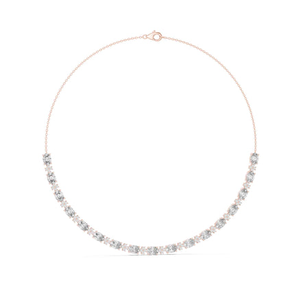 Oval Cut Lab Grown Diamond Floral Link Necklace