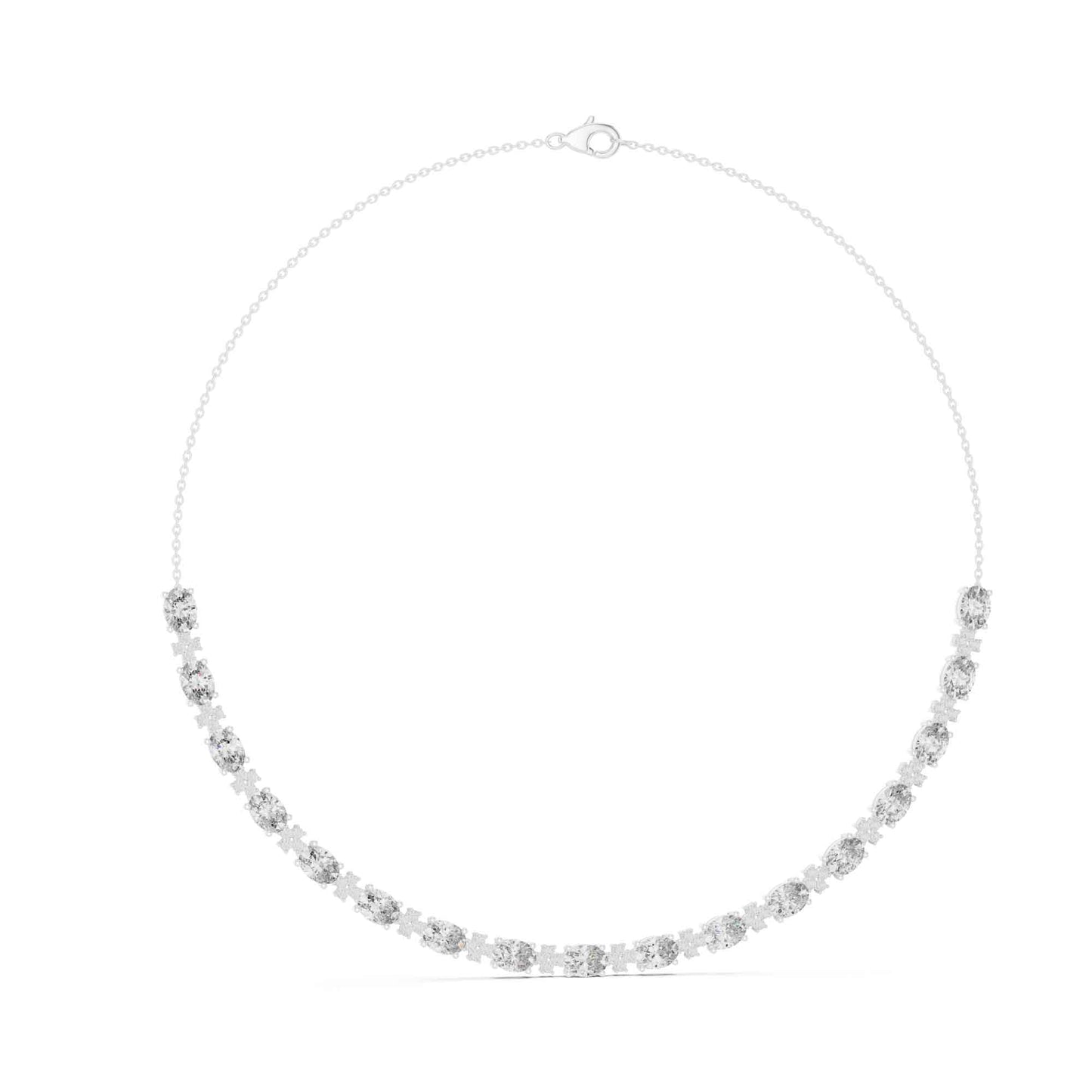 Oval Cut Lab Grown Diamond Floral Link Necklace