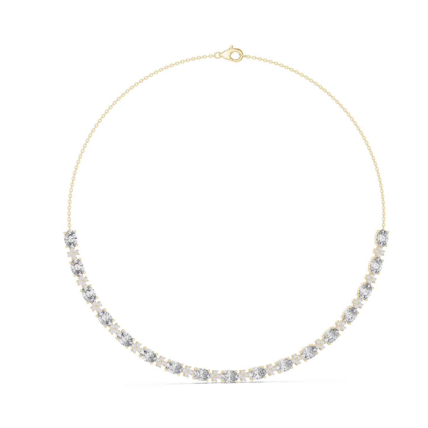 Oval Cut Lab Grown Diamond Floral Link Necklace