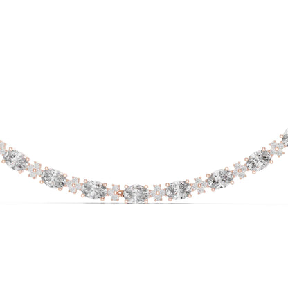 Oval Cut Lab Grown Diamond Floral Link Necklace
