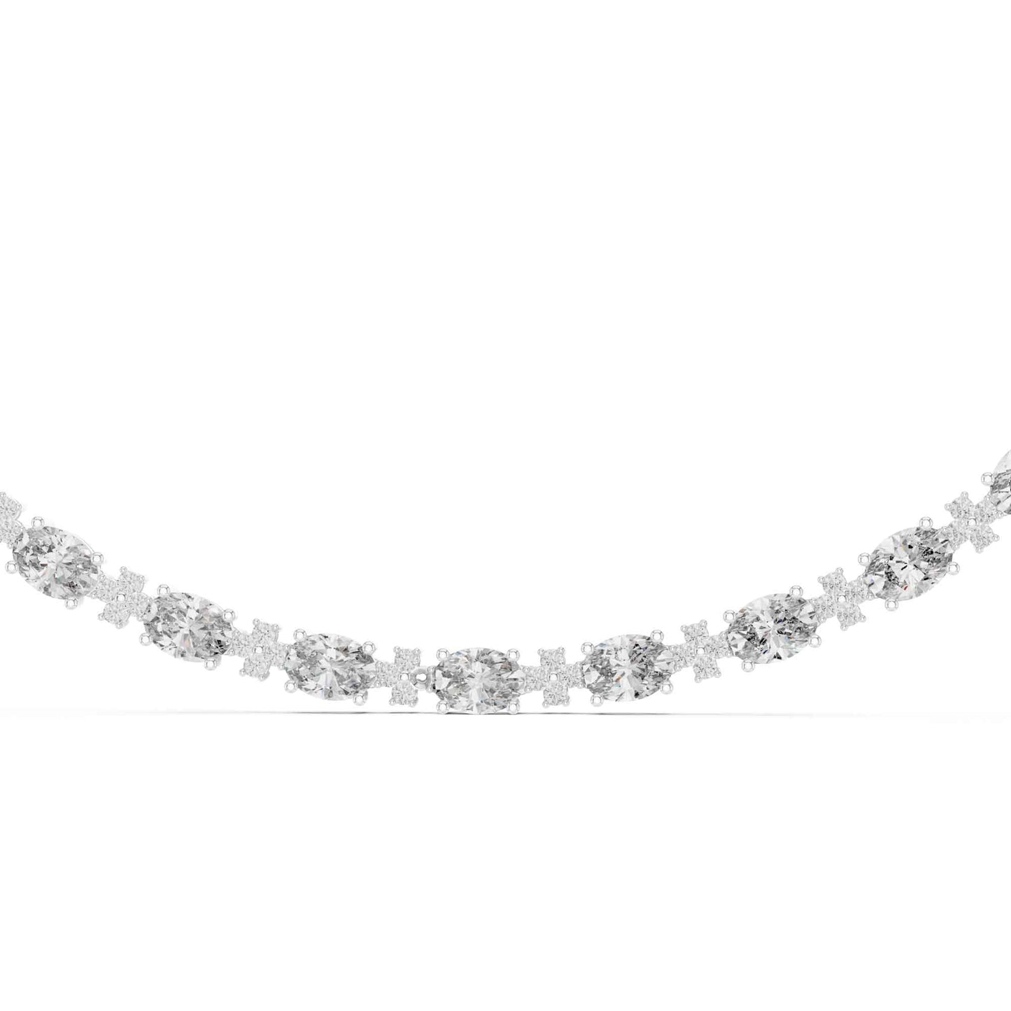 Oval Cut Lab Grown Diamond Floral Link Necklace