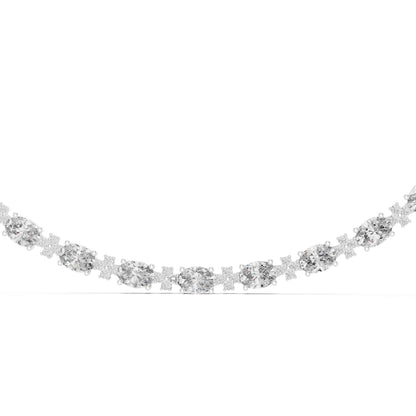 Oval Cut Lab Grown Diamond Floral Link Necklace