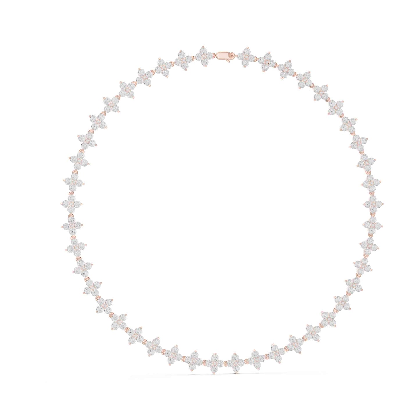 Round Brilliant Cut Lab Grown Diamond Flower Link Necklace