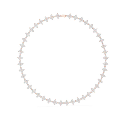 Round Brilliant Cut Lab Grown Diamond Flower Link Necklace
