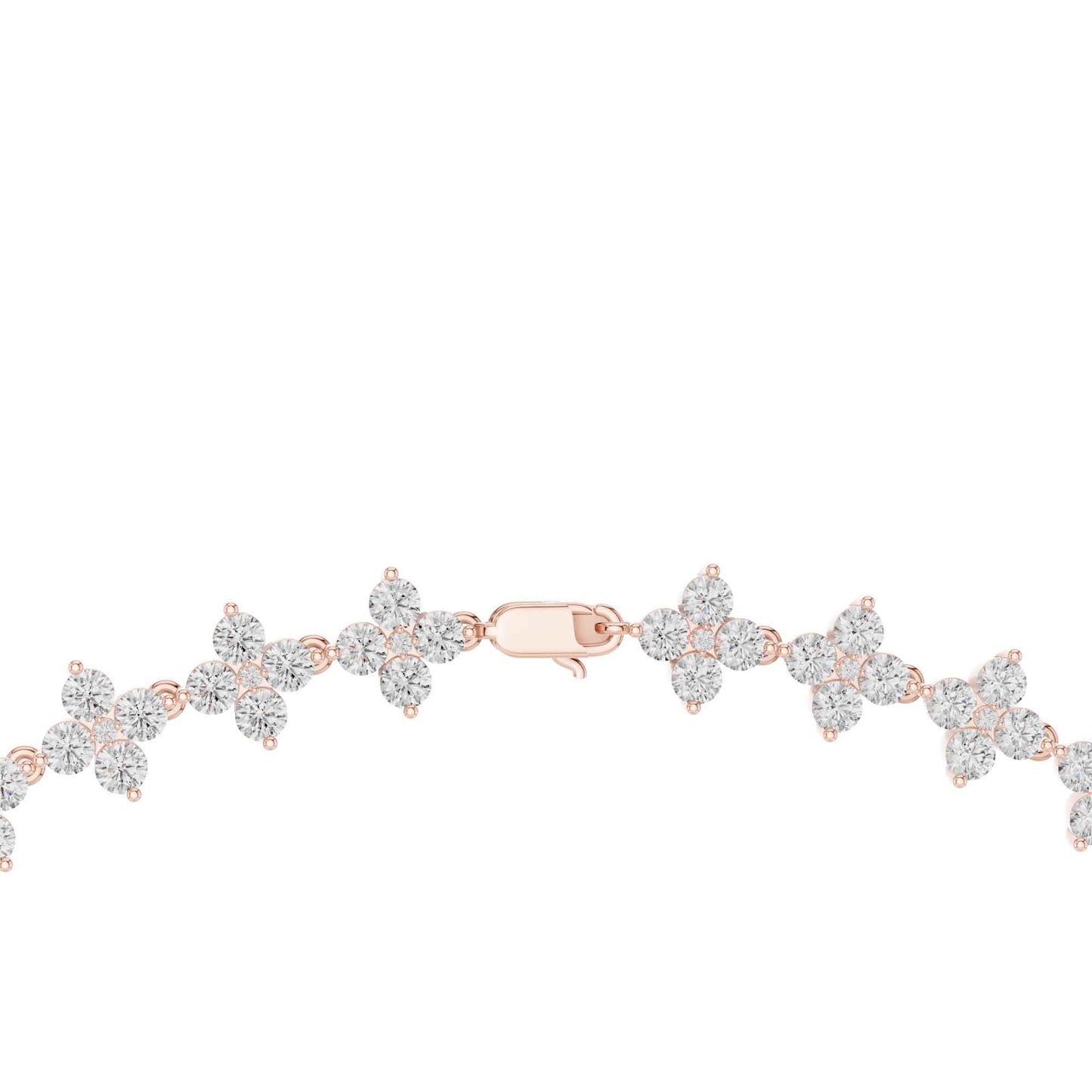 Round Brilliant Cut Lab Grown Diamond Flower Link Necklace
