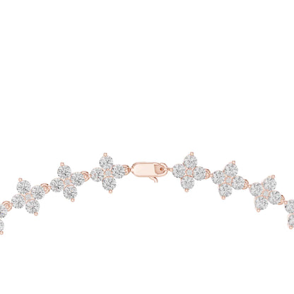 Round Brilliant Cut Lab Grown Diamond Flower Link Necklace