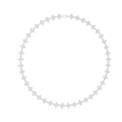 Round Brilliant Cut Lab Grown Diamond Flower Link Necklace