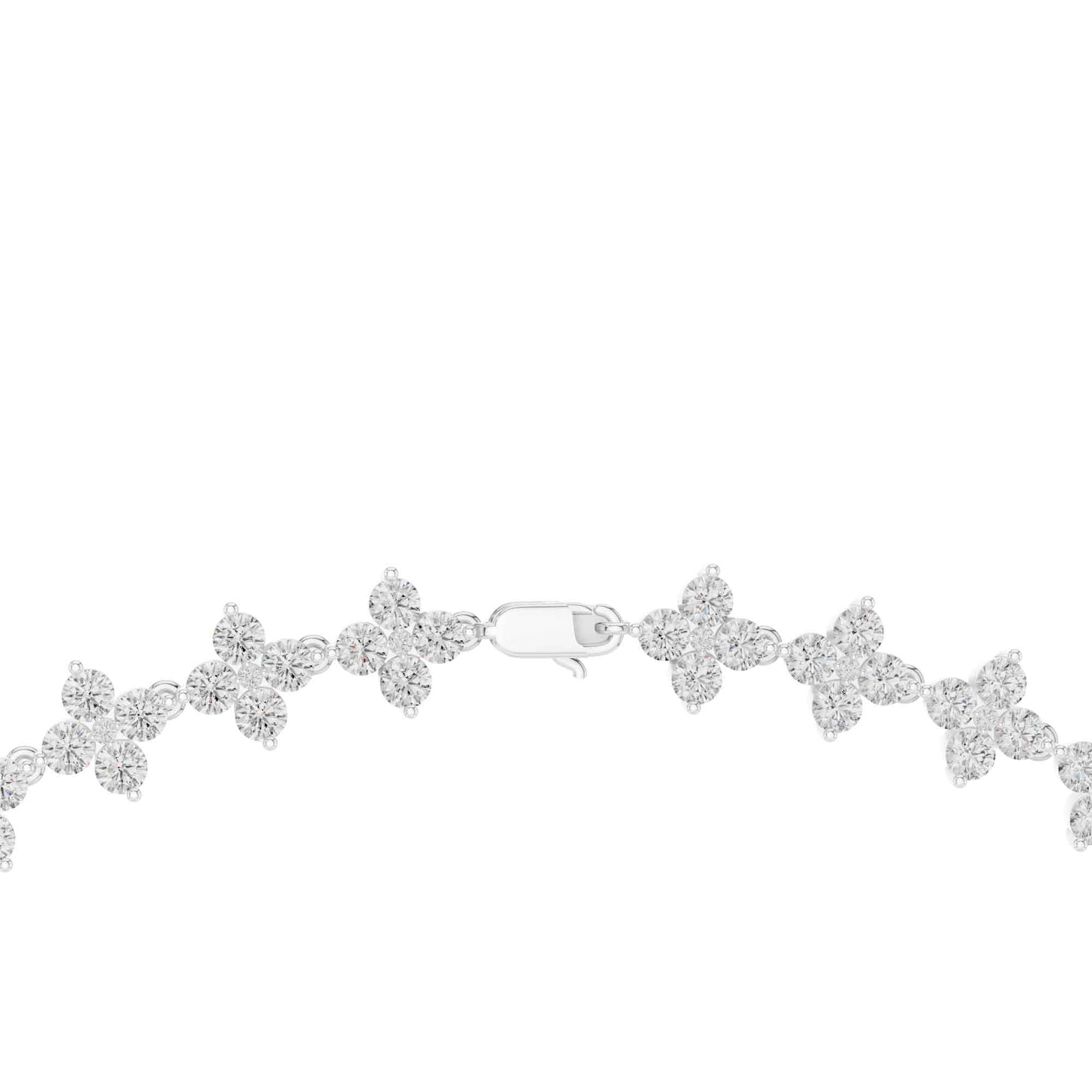 Round Brilliant Cut Lab Grown Diamond Flower Link Necklace