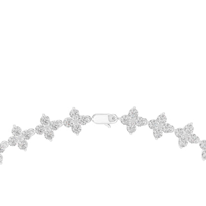 Round Brilliant Cut Lab Grown Diamond Flower Link Necklace