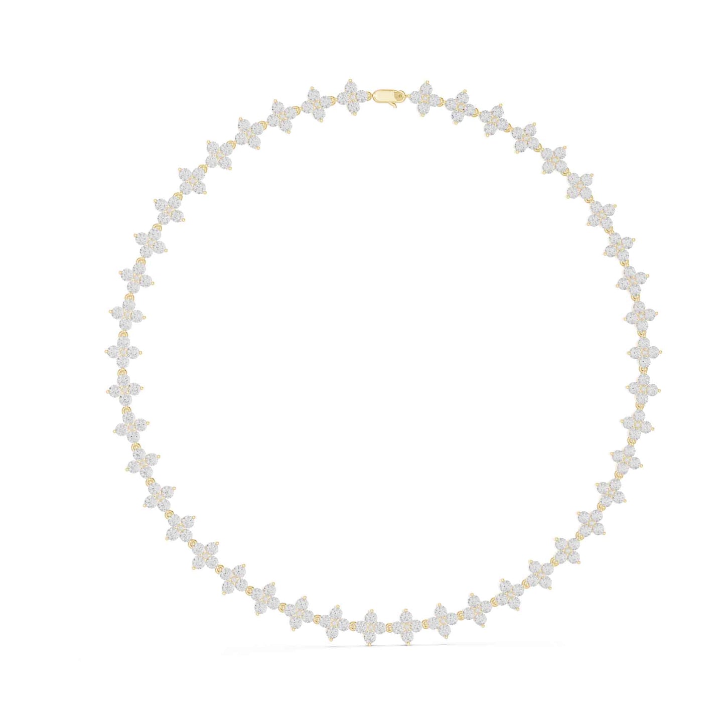 Round Brilliant Cut Lab Grown Diamond Flower Link Necklace