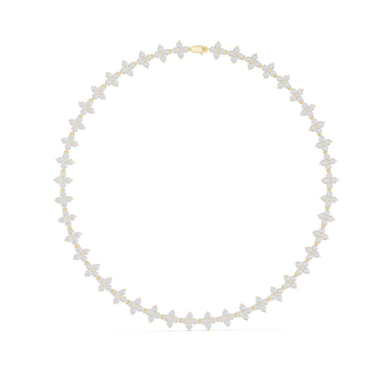 Round Brilliant Cut Lab Grown Diamond Flower Link Necklace