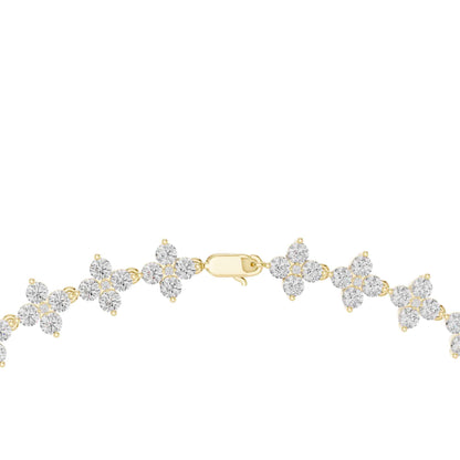 Round Brilliant Cut Lab Grown Diamond Flower Link Necklace