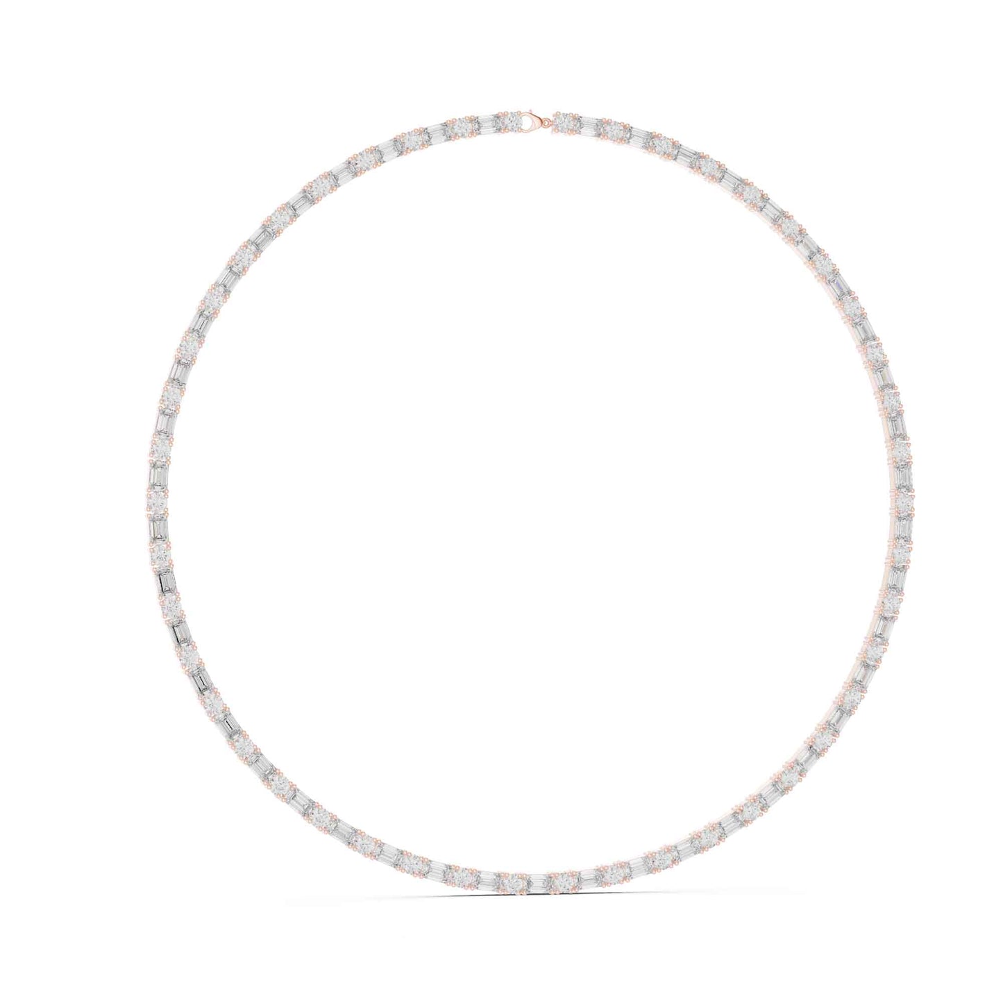 Emerald & Round Cut Lab Grown Diamond Statement Tennis Necklace