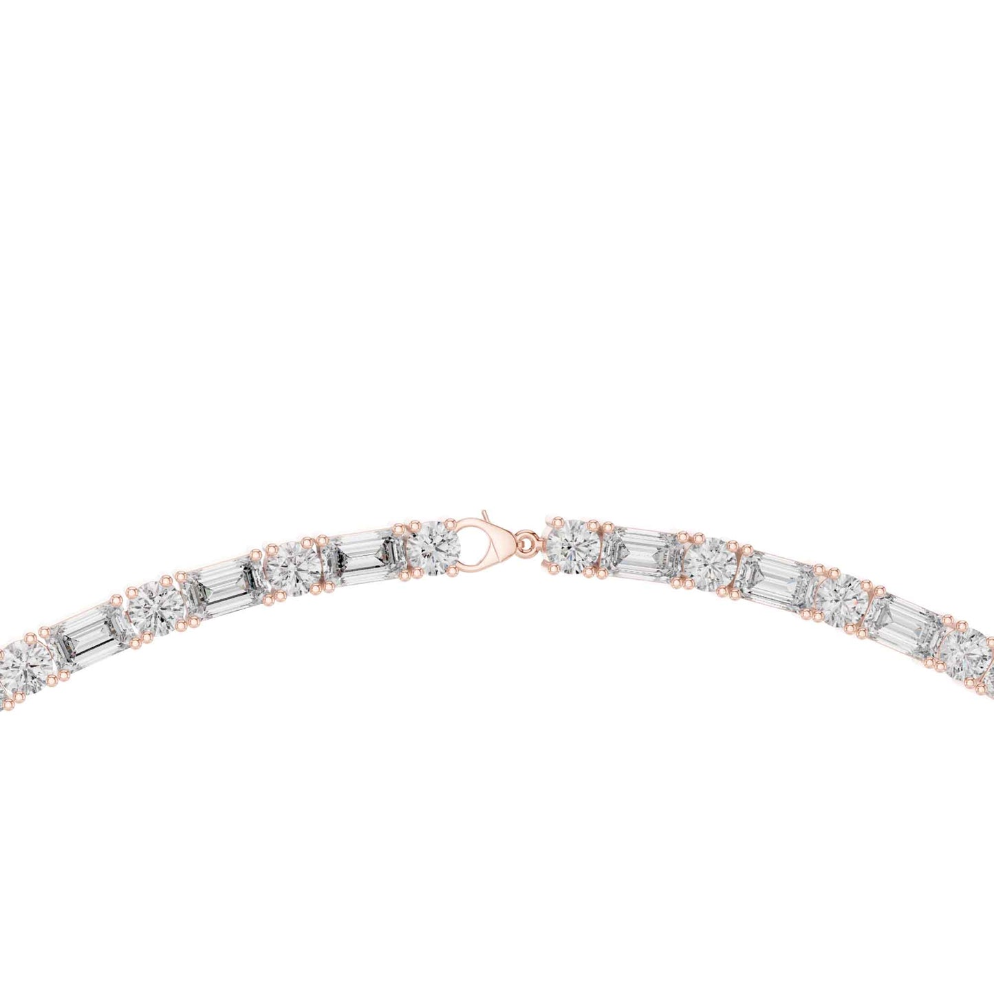 Emerald & Round Cut Lab Grown Diamond Statement Tennis Necklace