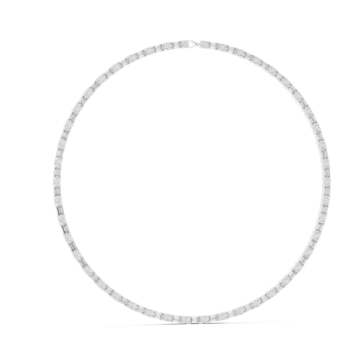 Emerald & Round Cut Lab Grown Diamond Statement Tennis Necklace