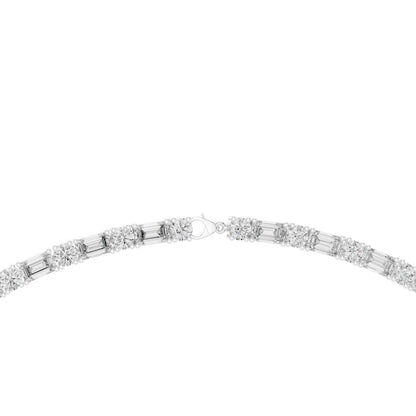 Emerald & Round Cut Lab Grown Diamond Statement Tennis Necklace