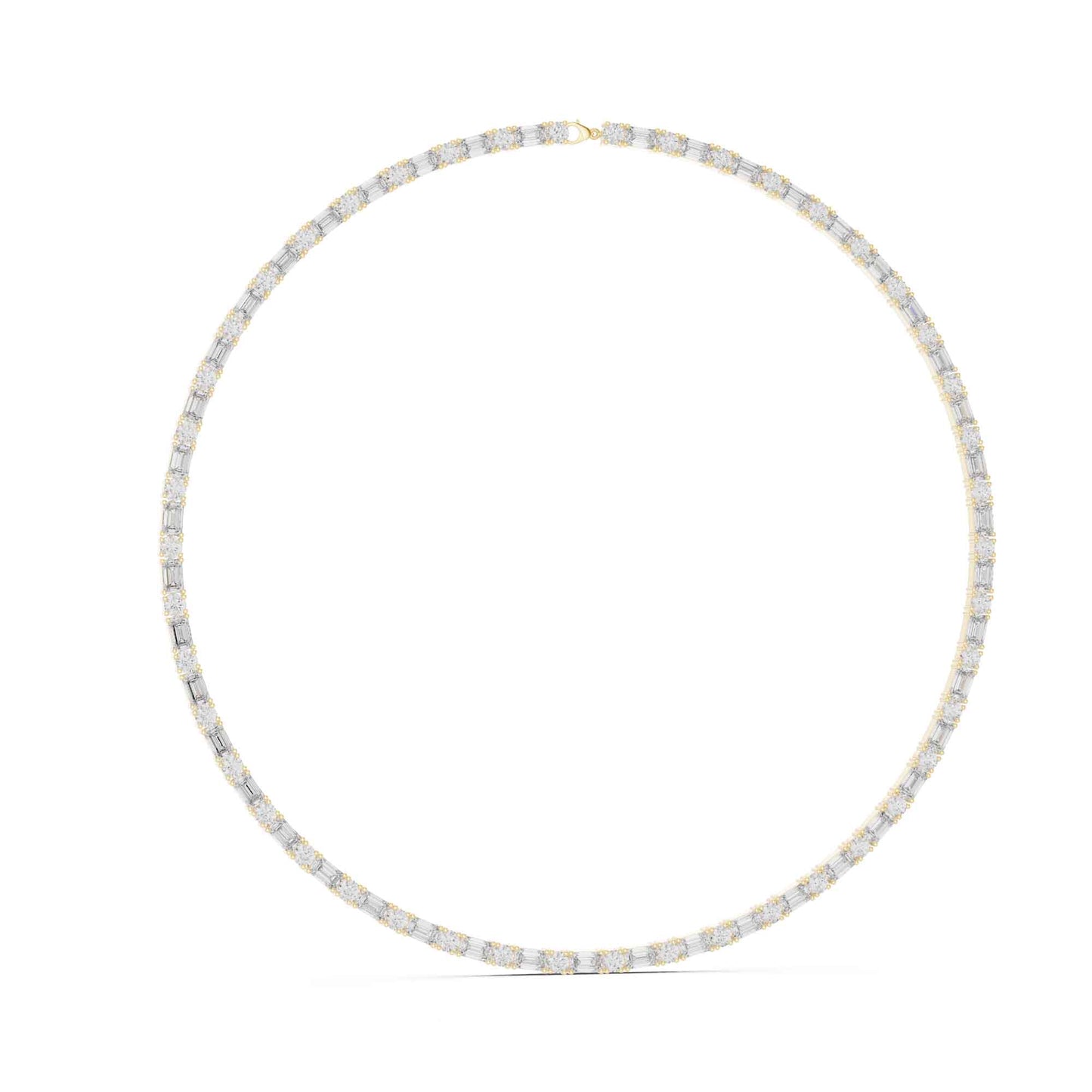 Emerald & Round Cut Lab Grown Diamond Statement Tennis Necklace