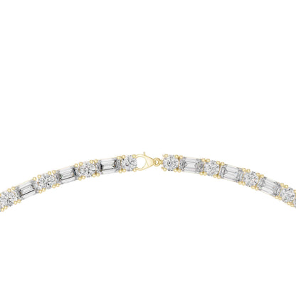 Emerald & Round Cut Lab Grown Diamond Statement Tennis Necklace