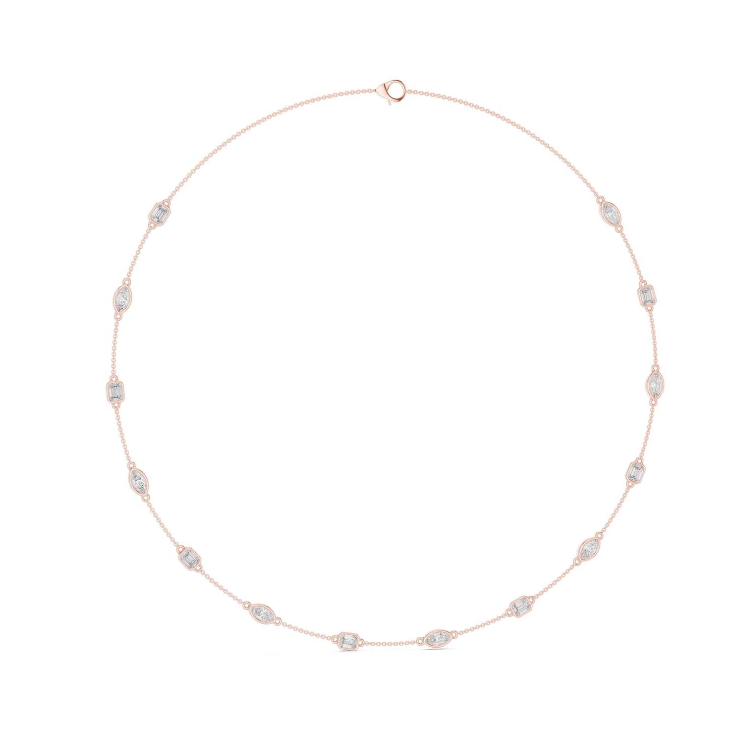 Emerald & Marquise Cut Lab Grown Diamond Station Necklace