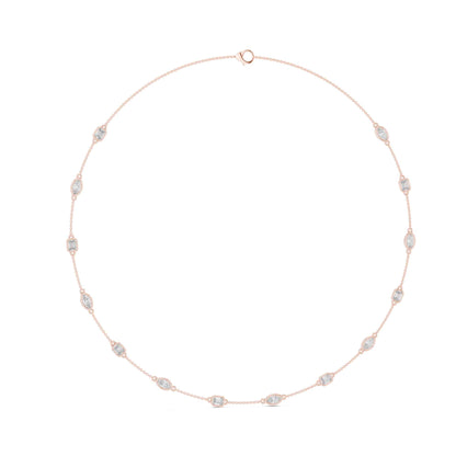 Emerald & Marquise Cut Lab Grown Diamond Station Necklace