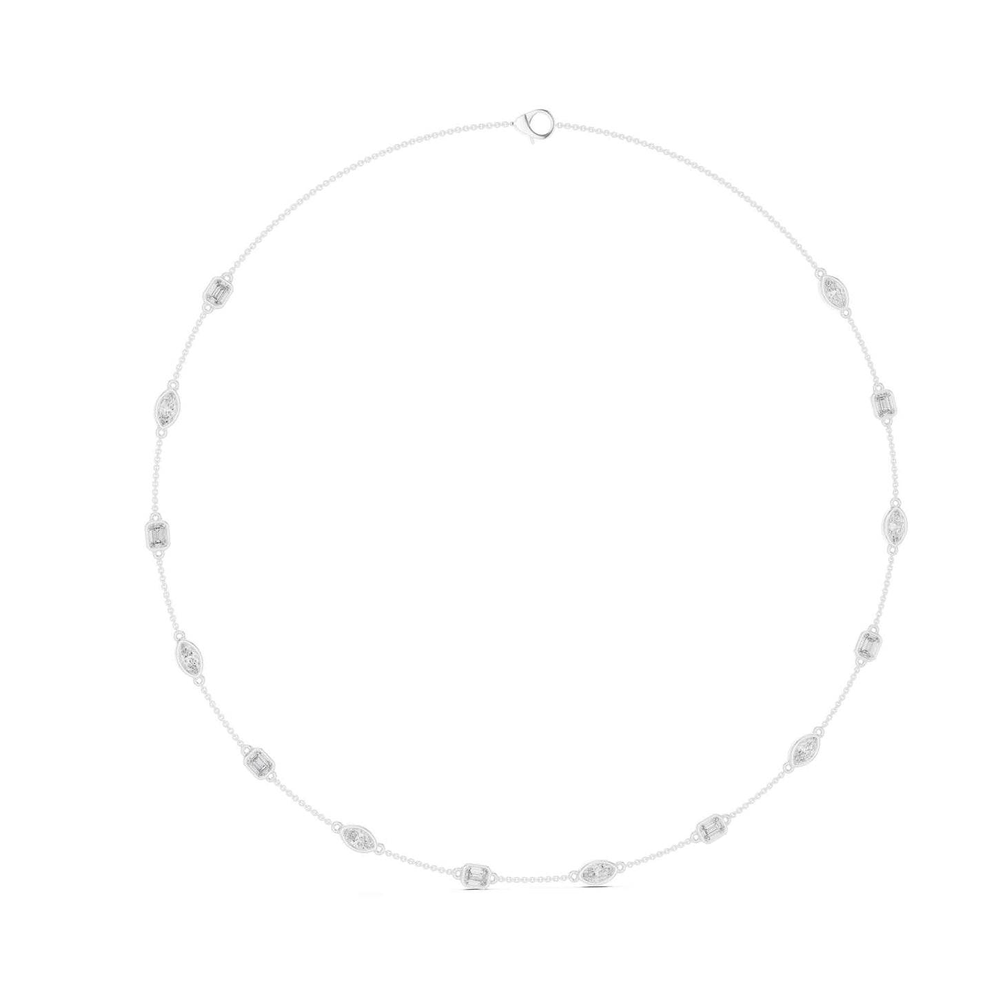 Emerald & Marquise Cut Lab Grown Diamond Station Necklace