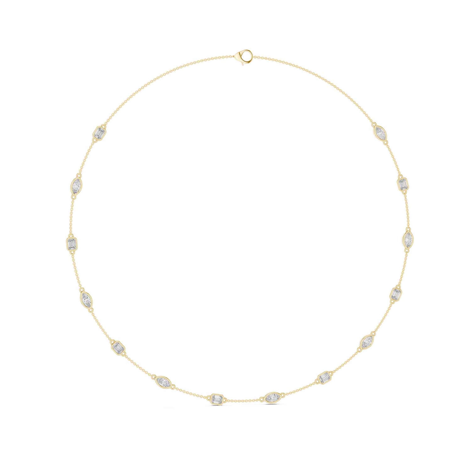Emerald & Marquise Cut Lab Grown Diamond Station Necklace