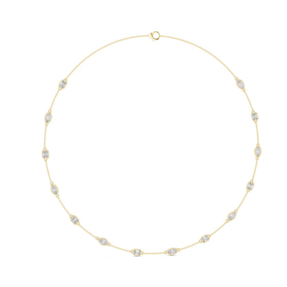 Emerald & Marquise Cut Lab Grown Diamond Station Necklace