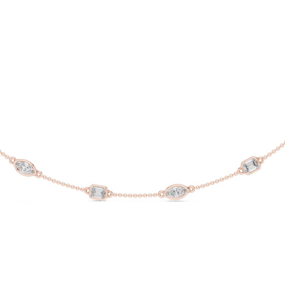 Emerald & Marquise Cut Lab Grown Diamond Station Necklace