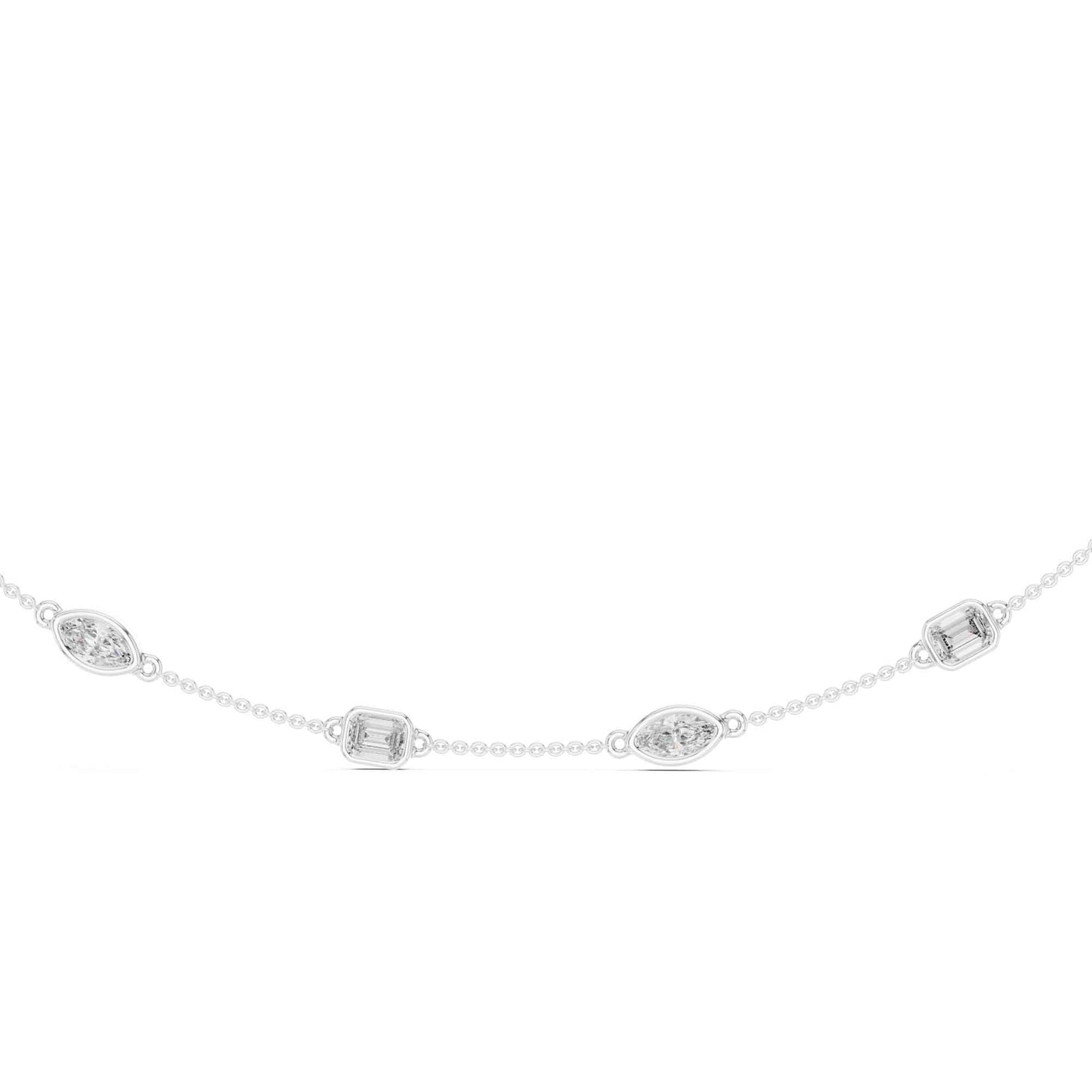 Emerald & Marquise Cut Lab Grown Diamond Station Necklace