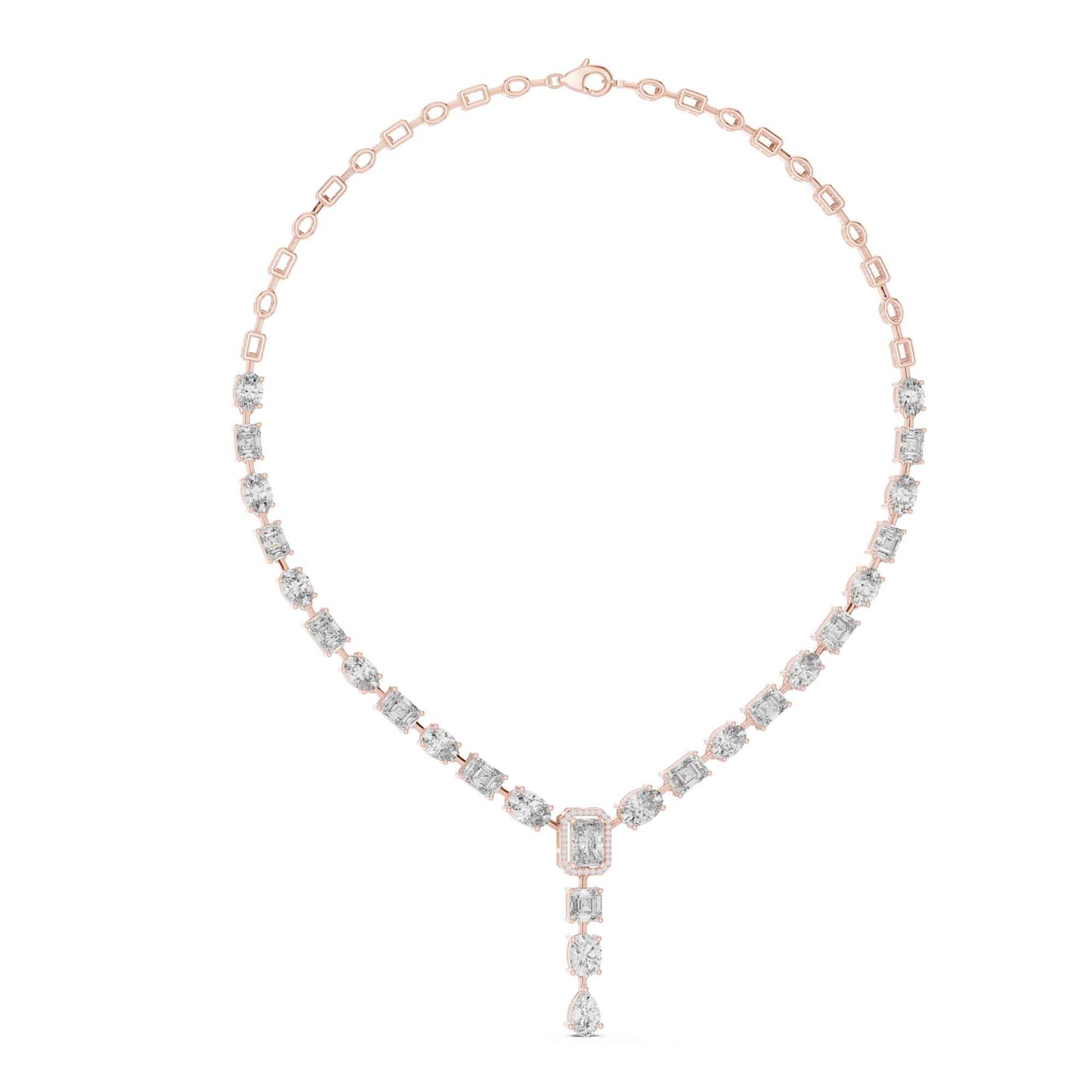 Royal Emerald & Pear Cut Lab Grown Diamond Drop Necklace