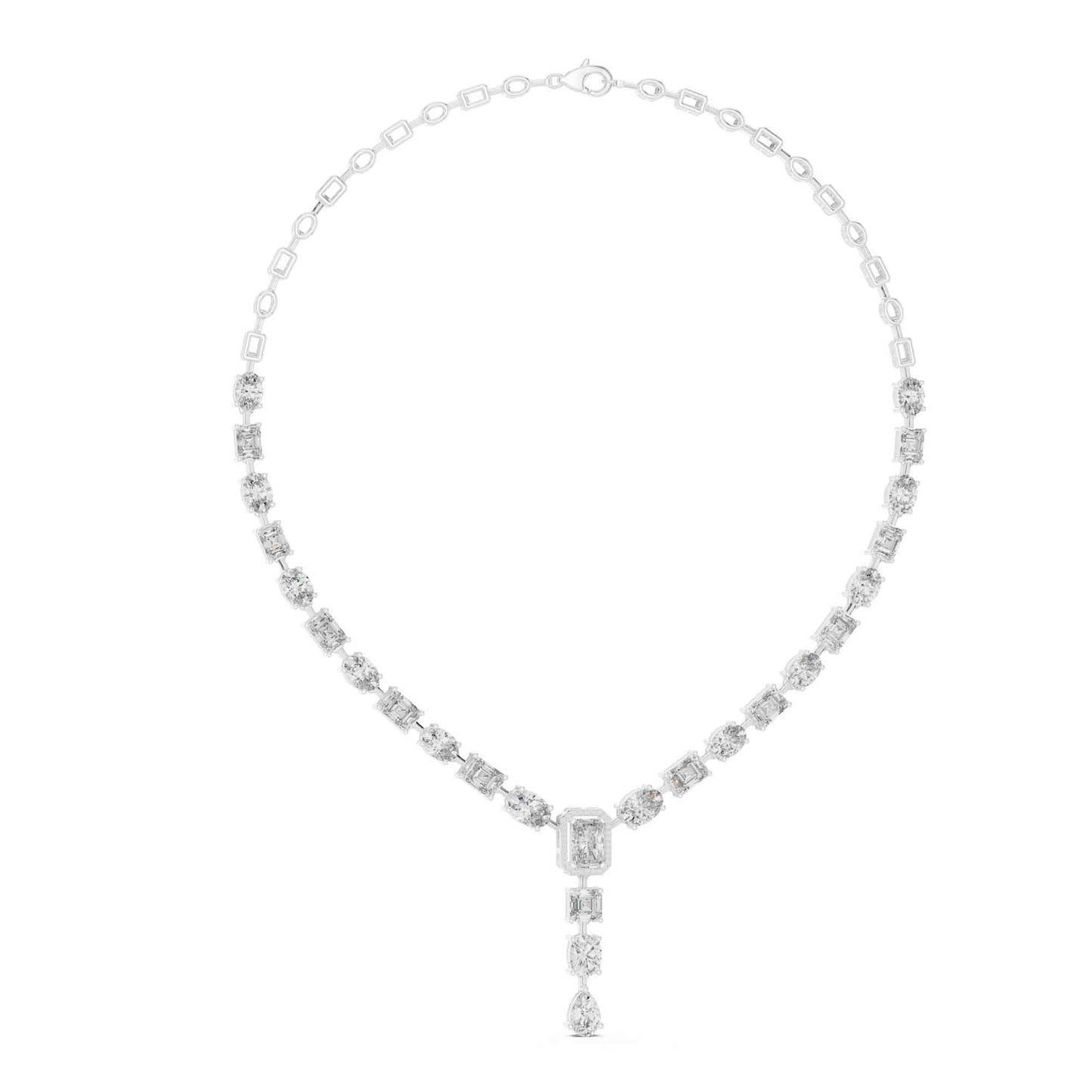 Royal Emerald & Pear Cut Lab Grown Diamond Drop Necklace
