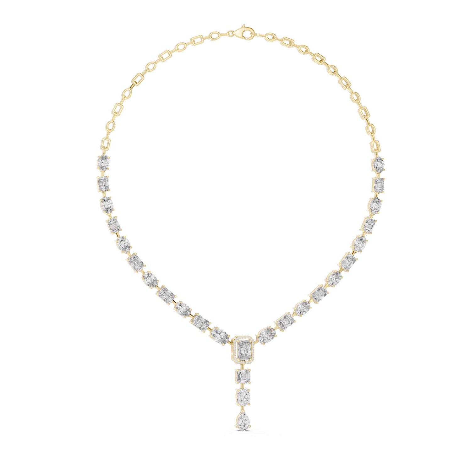 Royal Emerald & Pear Cut Lab Grown Diamond Drop Necklace