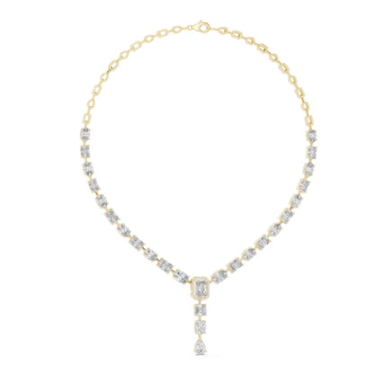 Royal Emerald & Pear Cut Lab Grown Diamond Drop Necklace