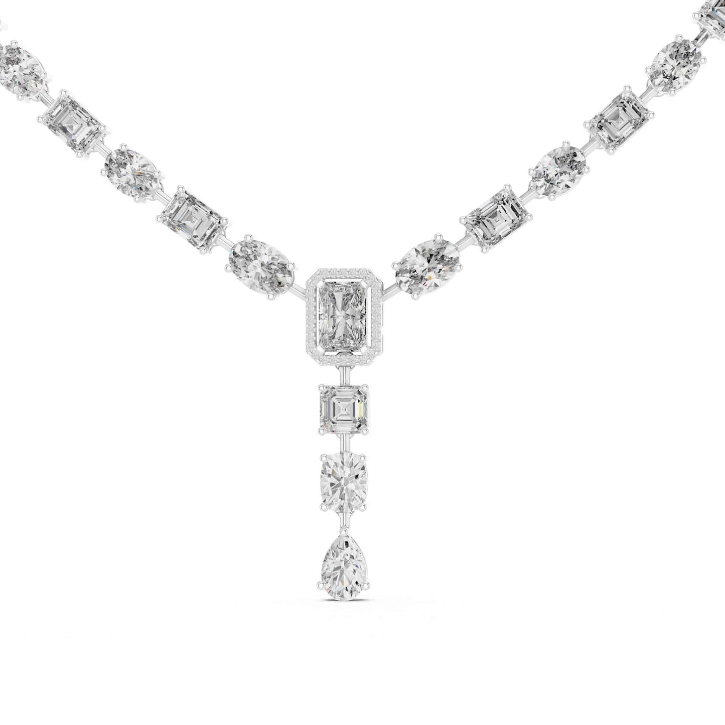 Royal Emerald & Pear Cut Lab Grown Diamond Drop Necklace