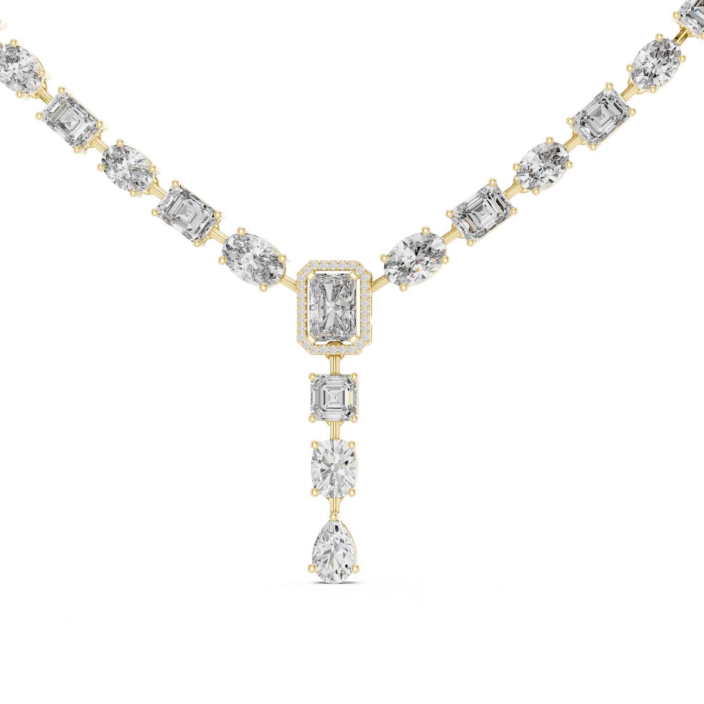 Royal Emerald & Pear Cut Lab Grown Diamond Drop Necklace