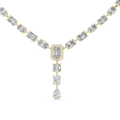 Royal Emerald & Pear Cut Lab Grown Diamond Drop Necklace
