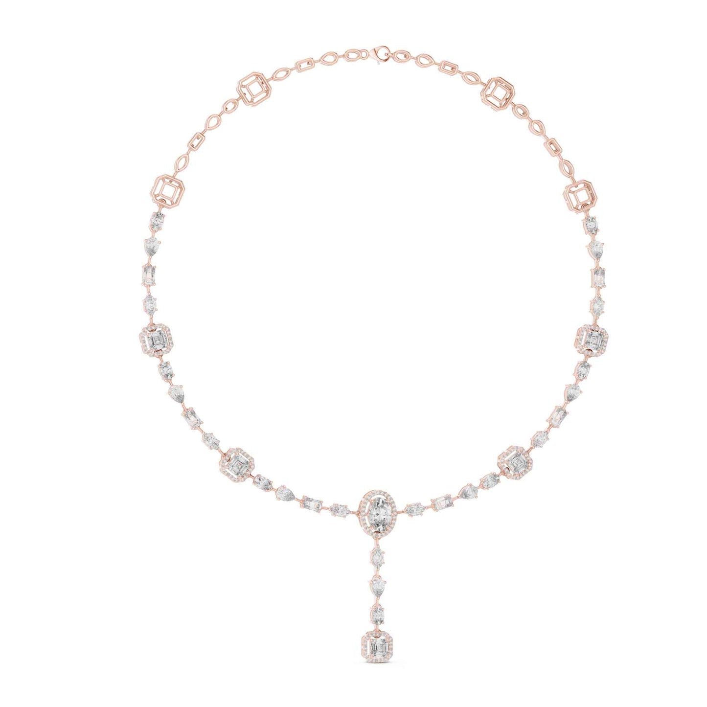 Modern Geometric Lab Grown Diamond Link Necklace