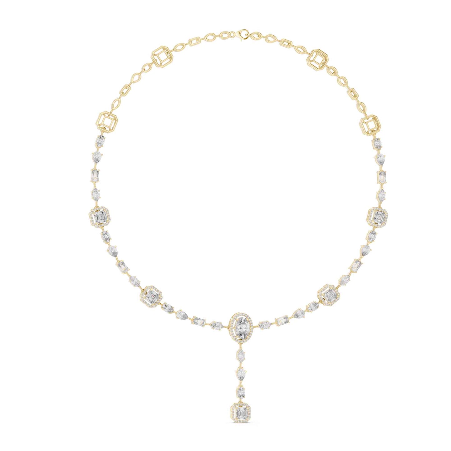 Modern Geometric Lab Grown Diamond Link Necklace