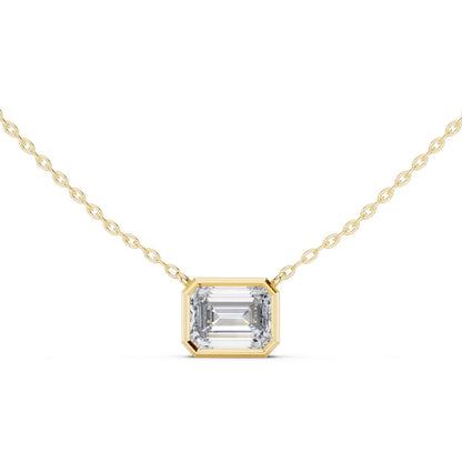 Emerald Cut Bezel Setting Lab Grown Diamond Bar Chain & Pendant