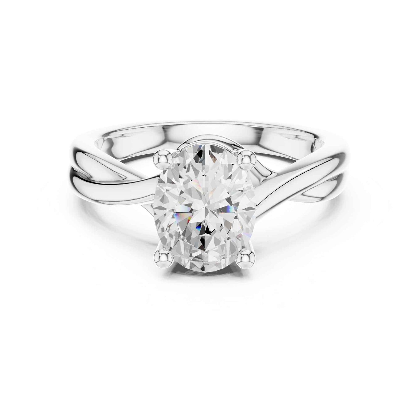 2 Carat Elegant Oval Cut Lab Grown Diamond Engagement Ring with Twisted Band
