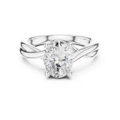 2 Carat Elegant Oval Cut Lab Grown Diamond Engagement Ring with Twisted Band