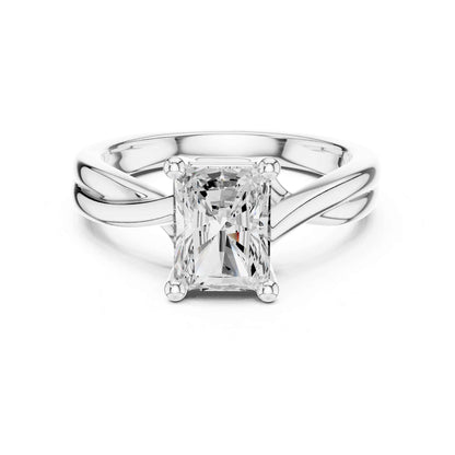 2 Carat Statement Emerald Shape Diamond Ring with Elegant Band Design