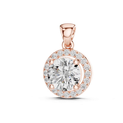 Round Cut Halo Lab Grown Diamond Chain & Pendant