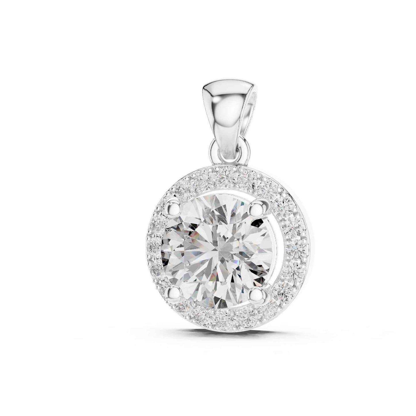 Round Cut Halo Lab Grown Diamond Chain & Pendant