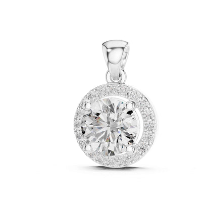 Round Cut Halo Lab Grown Diamond Chain & Pendant