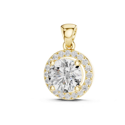 Round Cut Halo Lab Grown Diamond Chain & Pendant