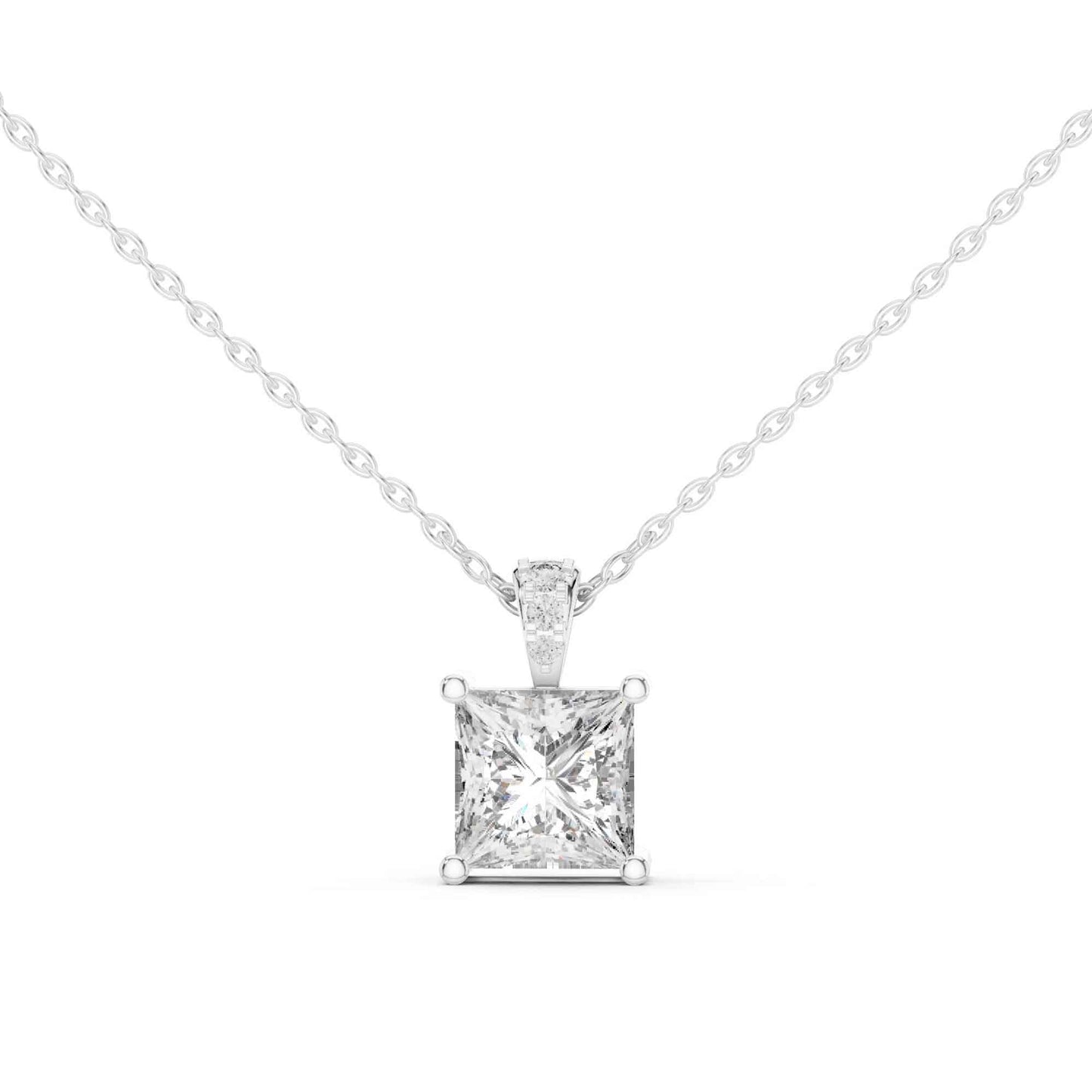 Princess Cut Lab Grown Diamond Solitaire Chain & Pendant