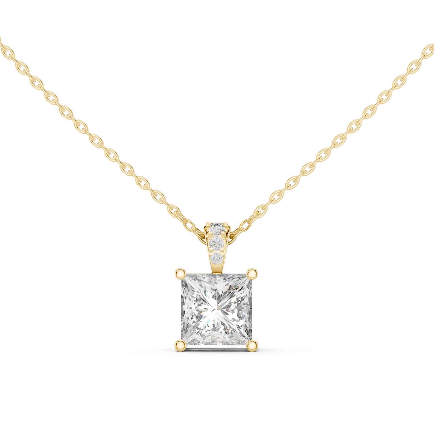 Princess Cut Lab Grown Diamond Solitaire Chain & Pendant