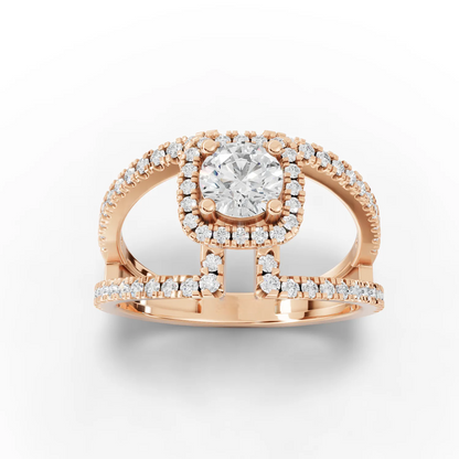 0.50 Carat Center Round Cut Moissanite Diamond Engagement Ring